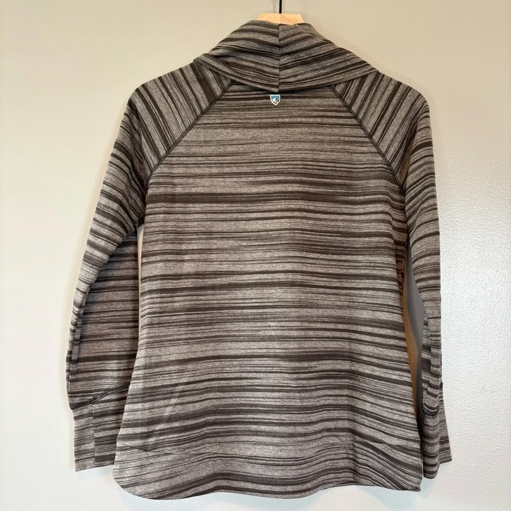 Kuhl XS Piper Cowl Neck Sweater Heather Gray Black Outdoor Hiking Base Layer